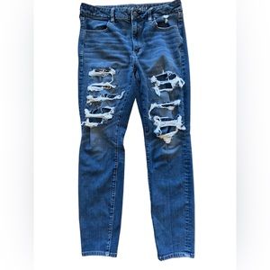 American Eagle  360 Next Level Stretch Hi Rise Jeggings Distressed 12
